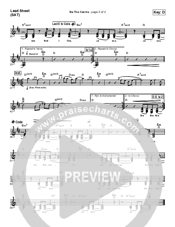 Be The Centre Lead Sheet (SAT) (Vineyard UK)