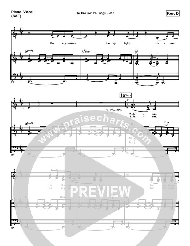 Be The Centre Piano/Vocal (SATB) (Vineyard UK)