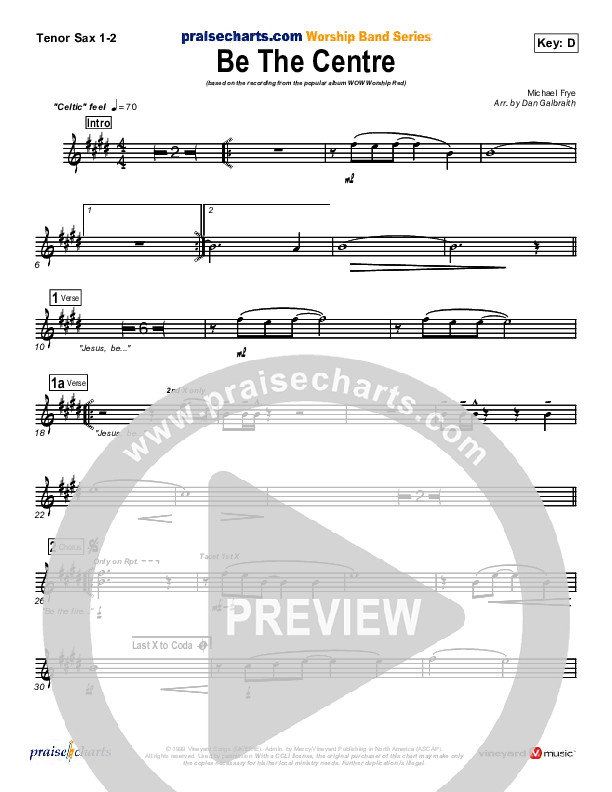 Be The Centre Tenor Sax 1/2 (Vineyard UK)