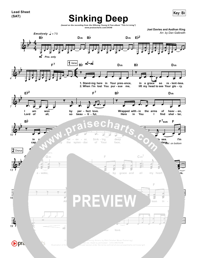 Sinking Deep Sheet Music PDF (Hillsong Young & Free) - PraiseCharts