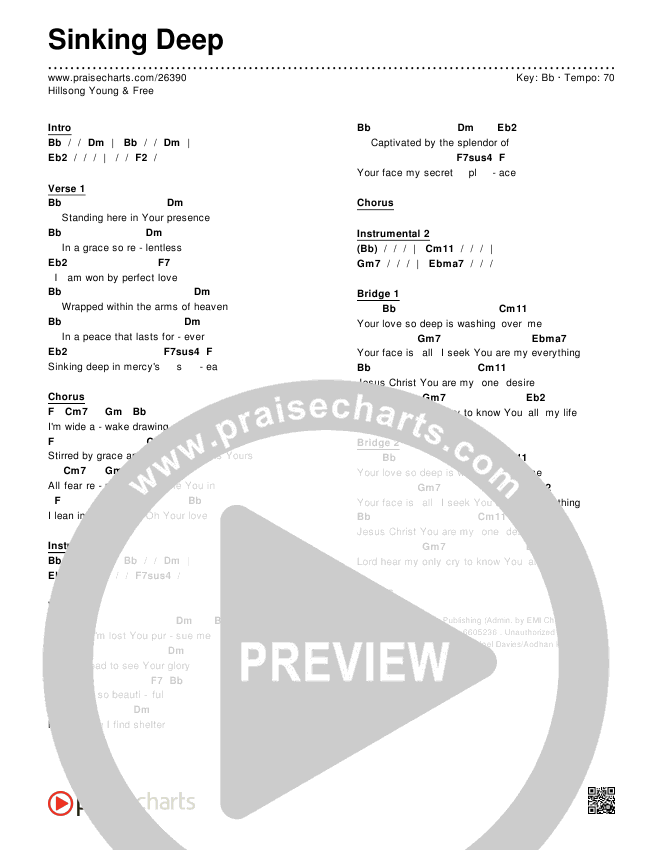 Sinking Deep Chord Chart Editable Hillsong Young Free