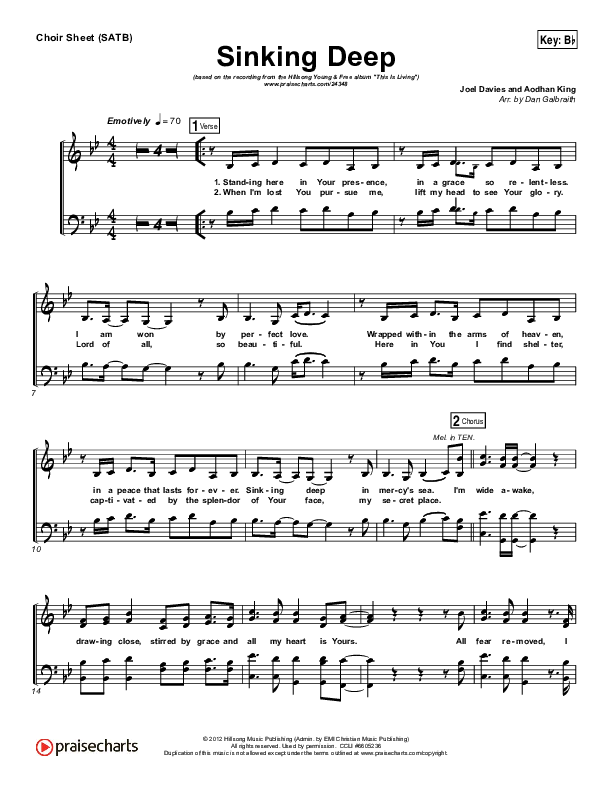 Sinking Deep Choir Sheet (SATB) (Hillsong Young & Free)