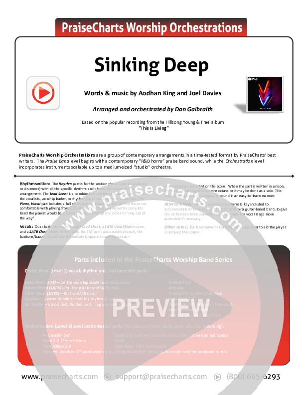 Sinking Deep Cover Sheet (Hillsong Young & Free)