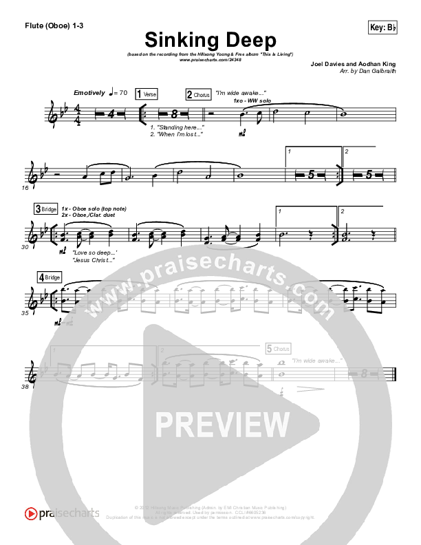 Sinking Deep Flute/Oboe 1/2/3 (Hillsong Young & Free)