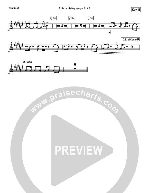 This Is Living  Clarinet (Hillsong Young & Free)