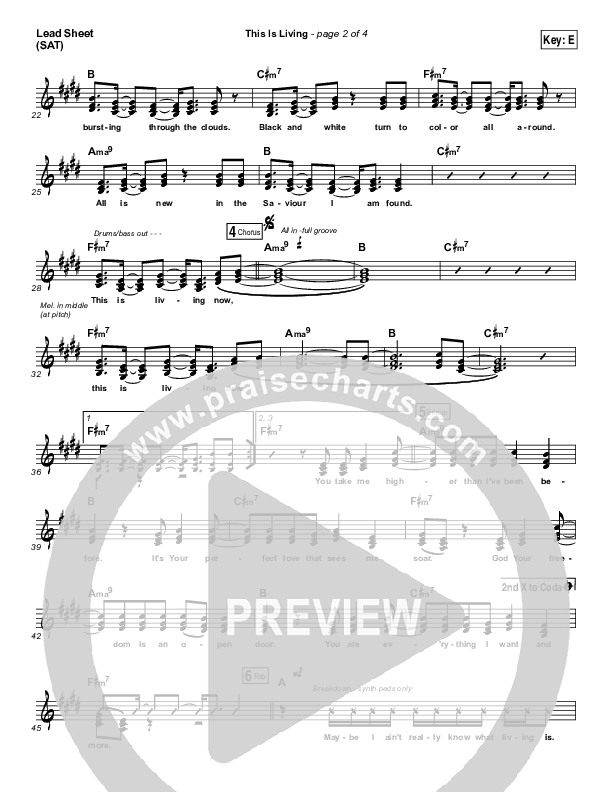 This Is Living  Lead Sheet (SAT) (Hillsong Young & Free)