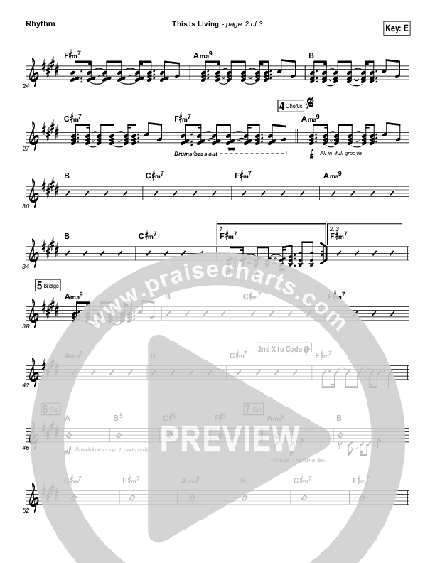 This Is Living  Rhythm Chart (Hillsong Young & Free)