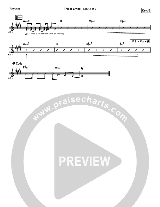 This Is Living  Rhythm Chart (Hillsong Young & Free)