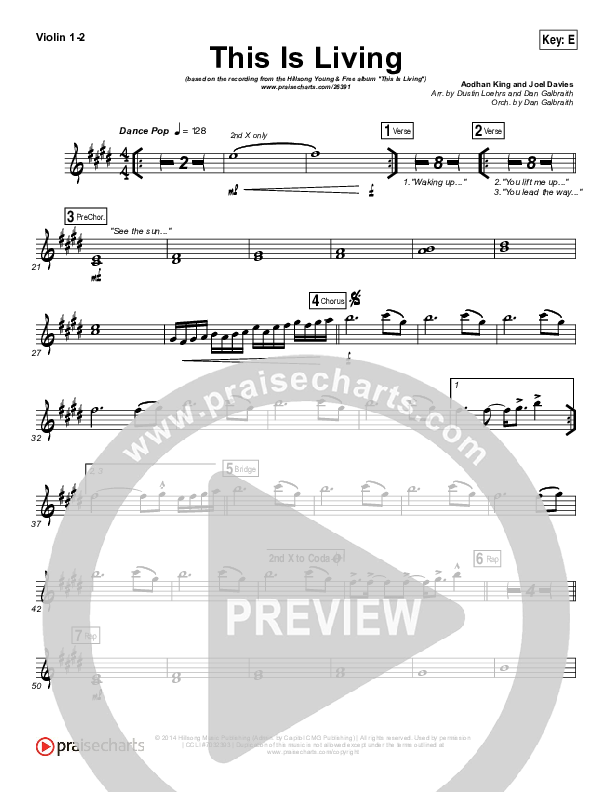 This Is Living  Violin 1/2 (Hillsong Young & Free)