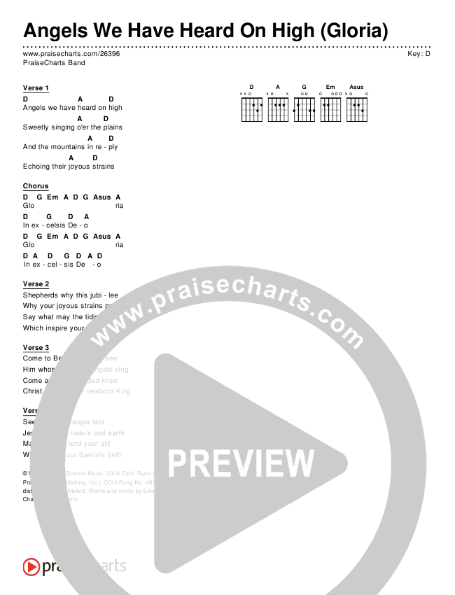 Angels We Have Heard On High Chords & Lyrics (Traditional Carol)