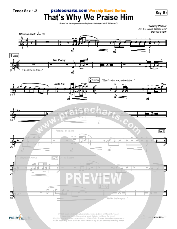 That's Why We Praise Him Tenor Sax 1/2 (Tommy Walker)