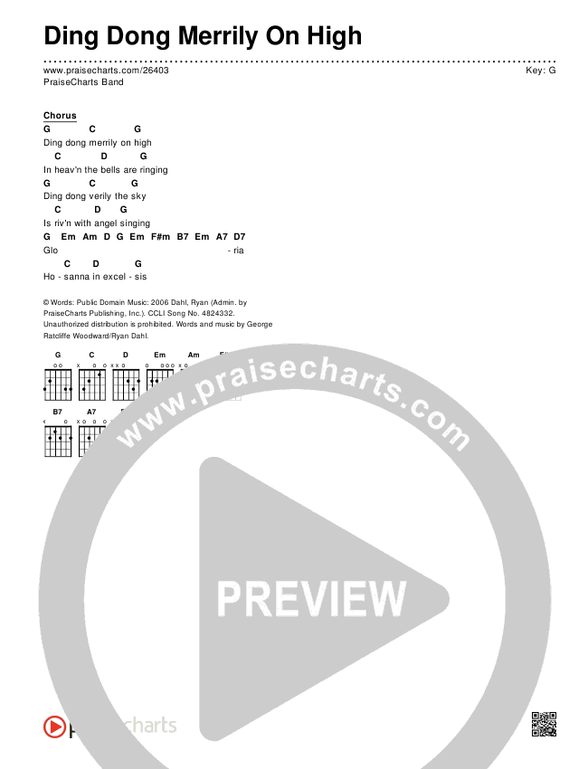 Ding Dong Merrily On High Chords & Lyrics (Traditional Carol)