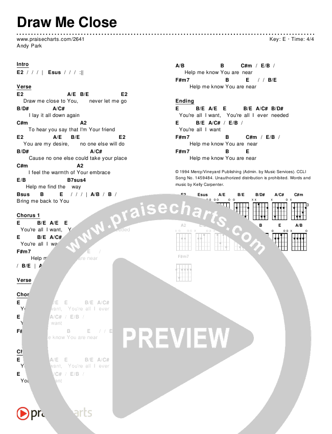 Draw Me Close Chords & Lyrics (Andy Park)