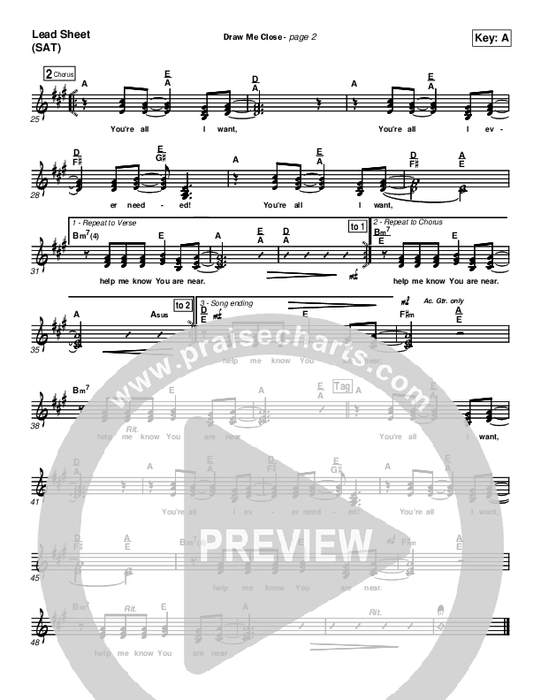 Draw Me Close Lead Sheet (Andy Park)