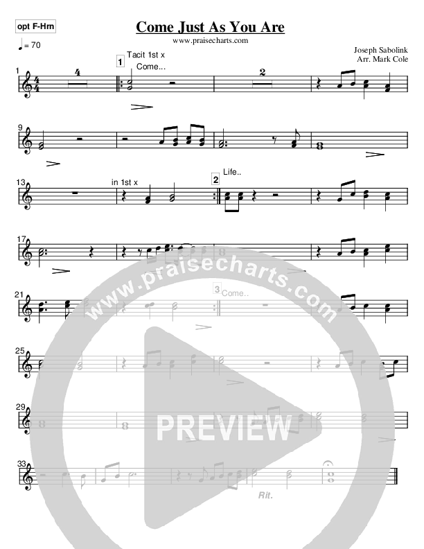 Come Just As You Are French Horn (Maranatha Praise Band)