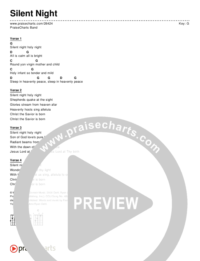Silent Night Chords & Lyrics (Traditional Carol)