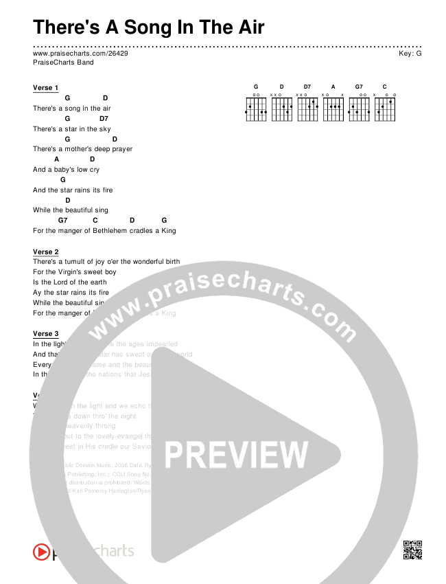 There's A Song In The Air Chords & Lyrics (Traditional Carol)