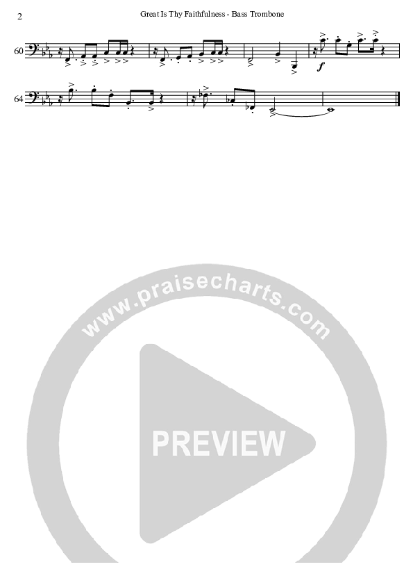 Great Is Thy Faithfulness (Instrumental) Bass Trombone (David Arivett)