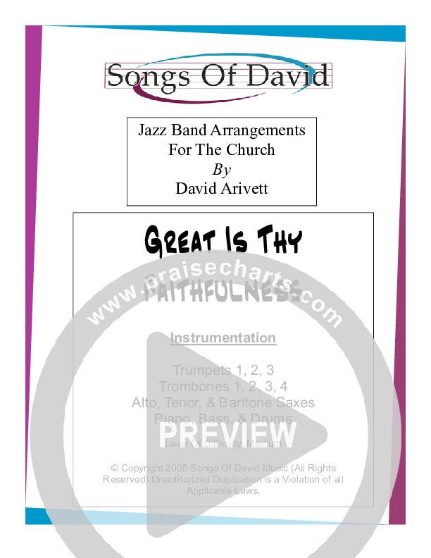 Great Is Thy Faithfulness (Instrumental) Cover Sheet (David Arivett)