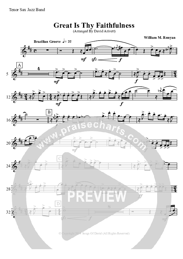 Great Is Thy Faithfulness (Instrumental) Tenor Sax 2 (David Arivett)