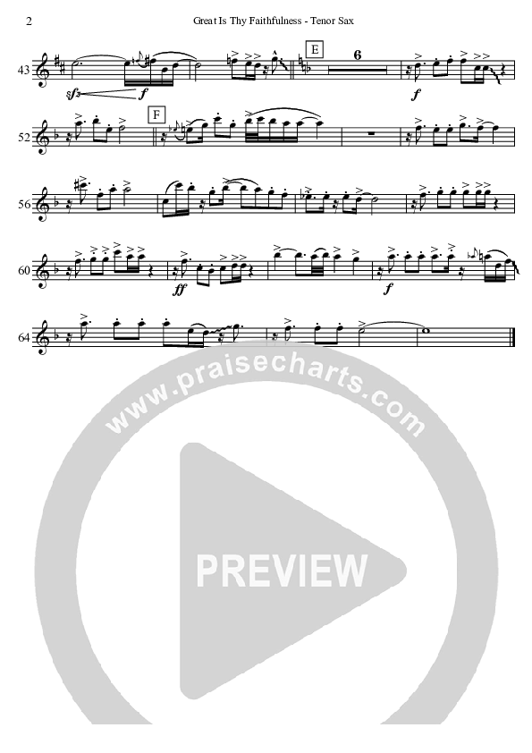 Great Is Thy Faithfulness (Instrumental) Tenor Sax 2 (David Arivett)