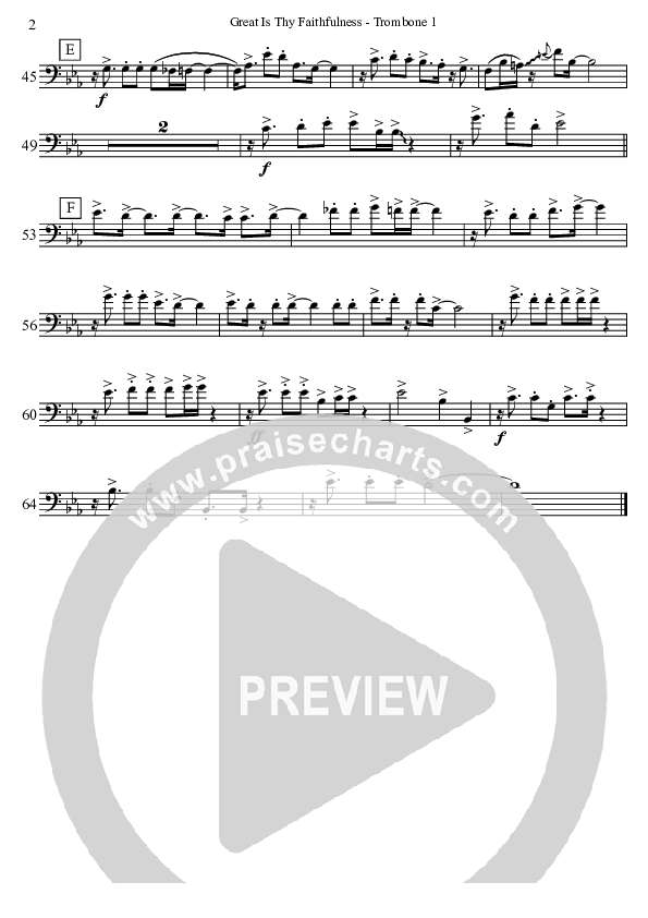 Great Is Thy Faithfulness (Instrumental) Trombone 1 (David Arivett)