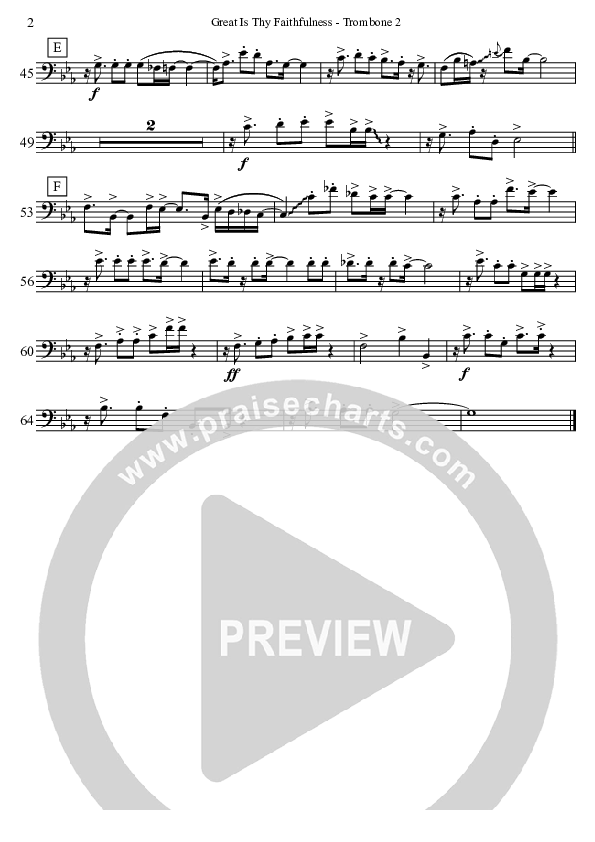 Great Is Thy Faithfulness (Instrumental) Trombone 2 (David Arivett)