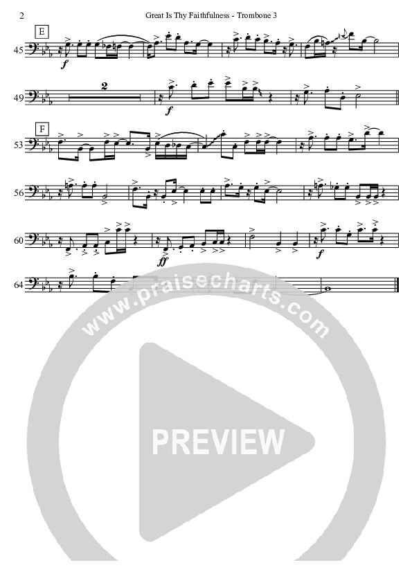 Great Is Thy Faithfulness (Instrumental) Trombone 3 (David Arivett)