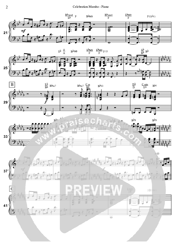 Celebration Mambo (Instrumental) Piano Sheet (David Arivett)