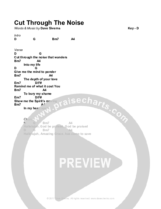 Cut Through The Noise Chords & Lyrics (Dave Siverns)