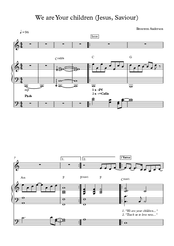 We Are Your Children (Jesus Saviour) Piano/Vocal (Bronwen Anderson)