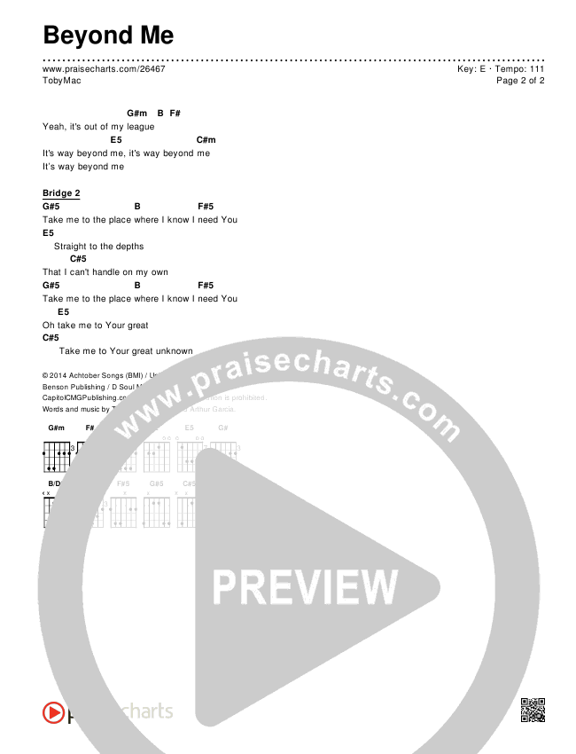 Beyond Me Chords & Lyrics (TobyMac)