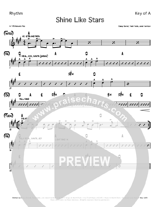 Shine Like Stars Rhythm Chart (Casey Darnell / North Point Worship)