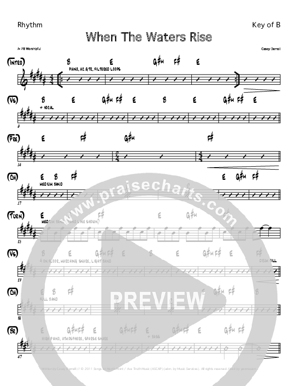 When The Waters Rise Rhythm Chart (Chinua Hawk / North Point Worship)