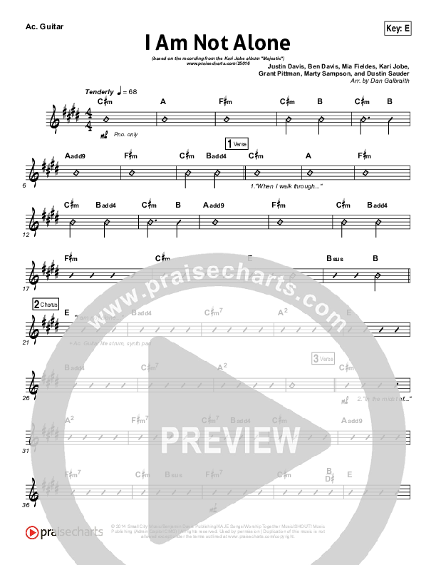 I Am Not Alone (Choral Anthem SATB) Rhythm Chart (Kari Jobe / Arr. Richard Kingsmore)