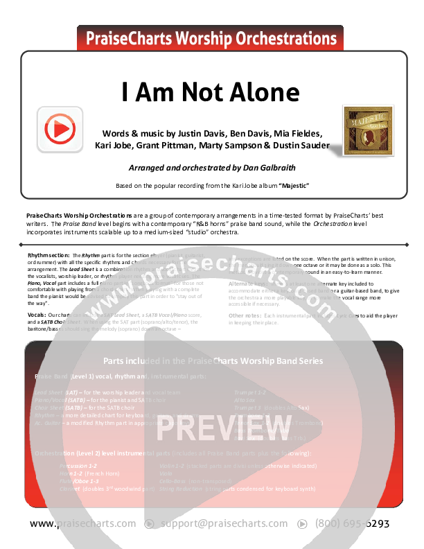 I Am Not Alone (Choral Anthem SATB) Cover Sheet (Kari Jobe / Arr. Richard Kingsmore)