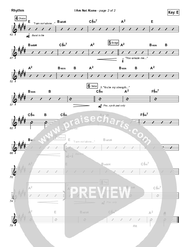 I Am Not Alone (Choral Anthem SATB) Rhythm Chart (Kari Jobe / Arr. Richard Kingsmore)