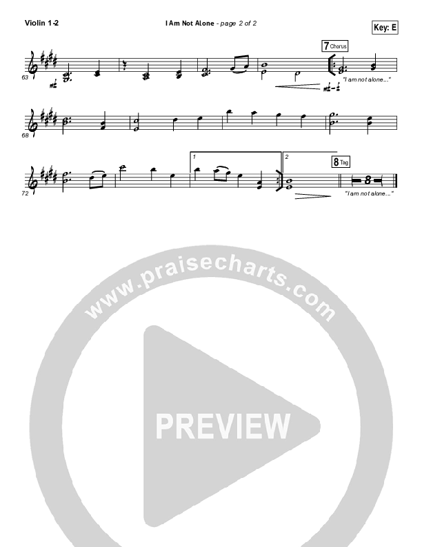 I Am Not Alone (Choral Anthem SATB) Violin 1/2 (Kari Jobe / Arr. Richard Kingsmore)