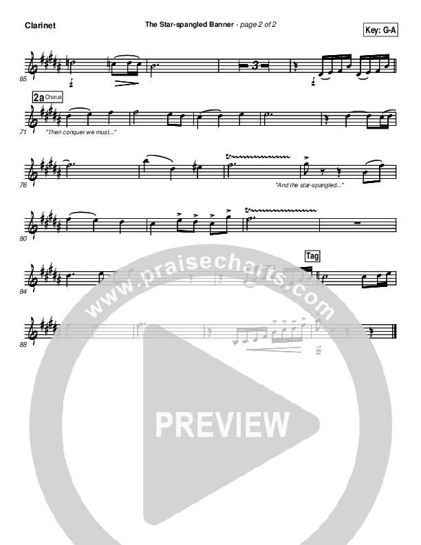 The Star-Spangled Banner Clarinet (PraiseCharts Band / Arr. Daniel Galbraith)