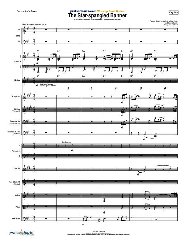 The Star-Spangled Banner Conductor's Score (PraiseCharts Band / Arr. Daniel Galbraith)
