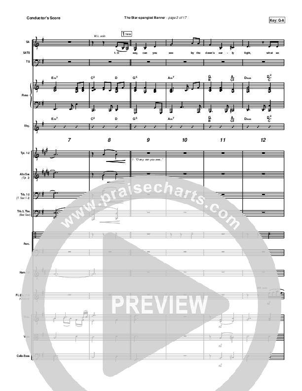The Star-Spangled Banner Conductor's Score (PraiseCharts Band / Arr. Daniel Galbraith)