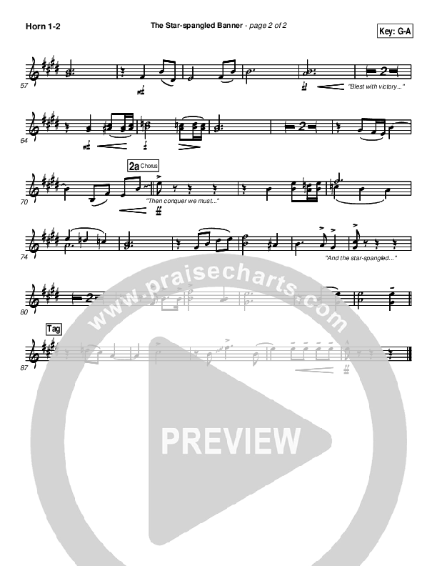 The Star-Spangled Banner French Horn 1/2 (PraiseCharts Band / Arr. Daniel Galbraith)