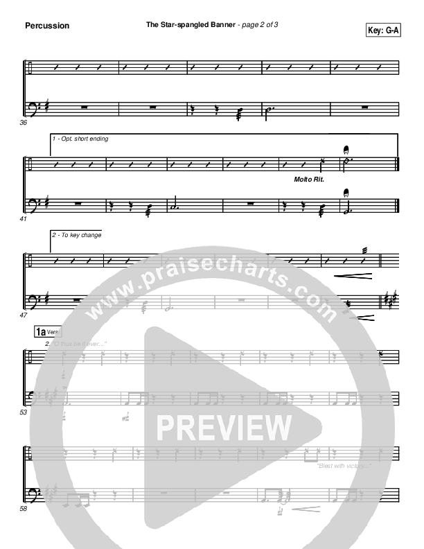 The Star-Spangled Banner Percussion (PraiseCharts Band / Arr. Daniel Galbraith)