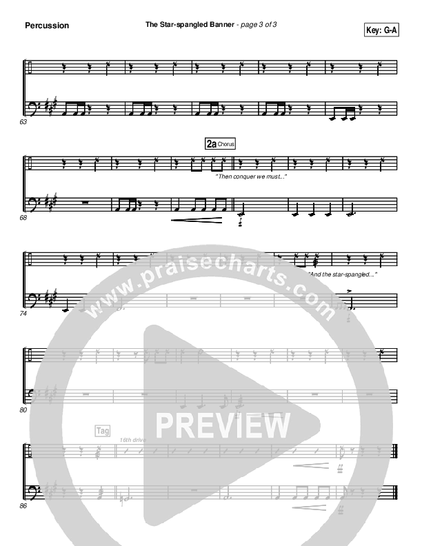 The Star-Spangled Banner Percussion (PraiseCharts Band / Arr. Daniel Galbraith)