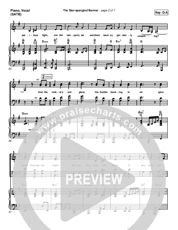 The Star-Spangled Banner Piano/Vocal (SATB) (PraiseCharts Band / Arr. Daniel Galbraith)