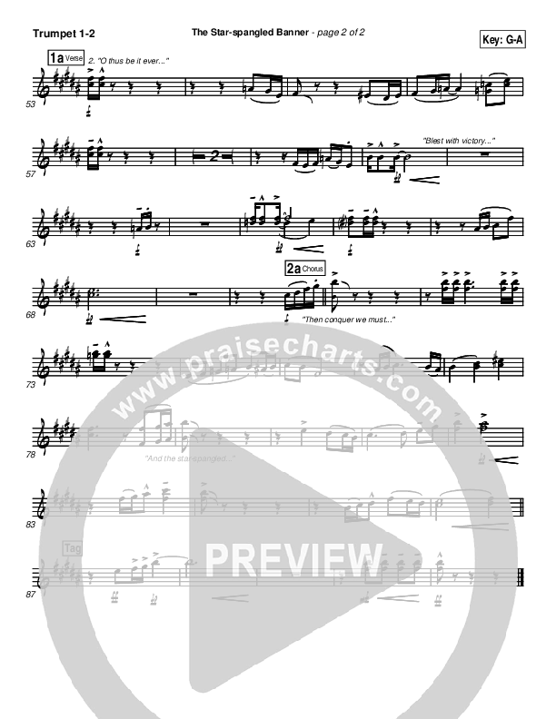 The Star-Spangled Banner Trumpet 1,2 (PraiseCharts Band / Arr. Daniel Galbraith)