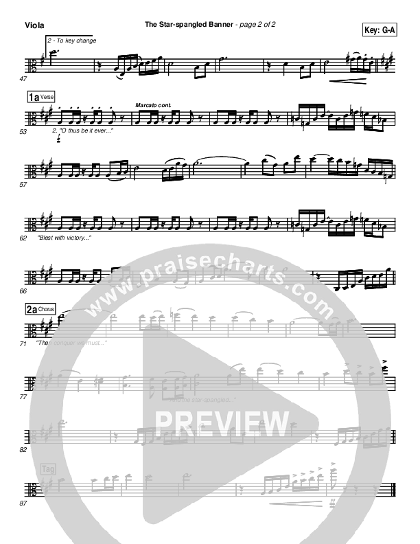The Star-Spangled Banner Viola (PraiseCharts Band / Arr. Daniel Galbraith)