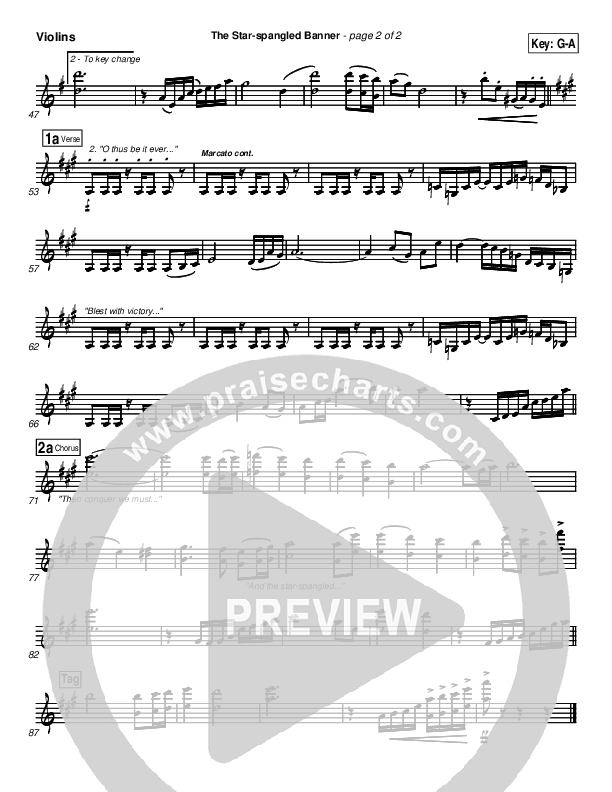 The Star-Spangled Banner Violins (PraiseCharts Band / Arr. Daniel Galbraith)