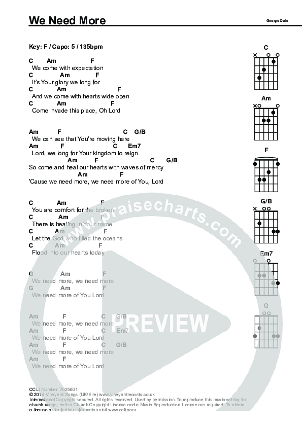 We Need More Chords & Lyrics (Vineyard UK)