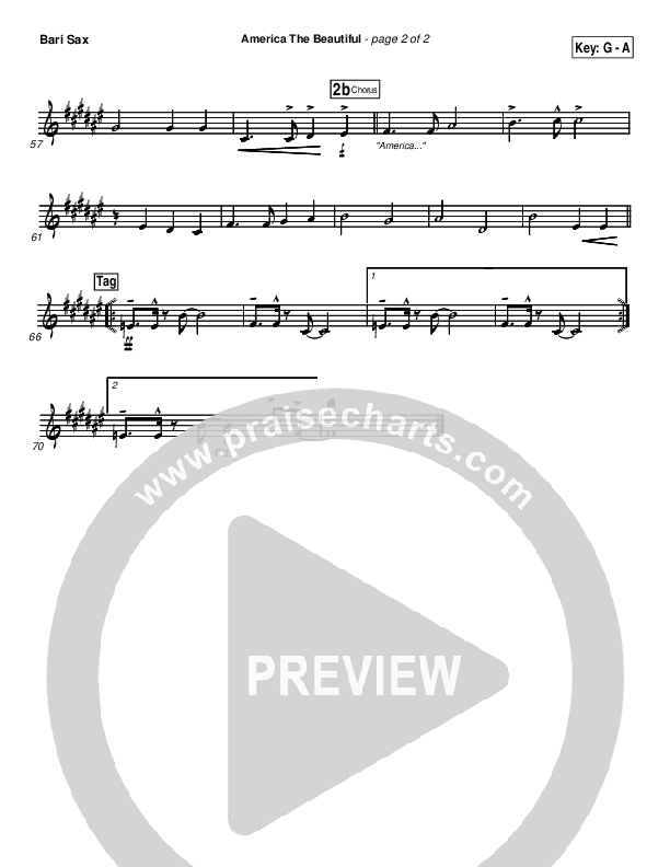 America The Beautiful Bari Sax (PraiseCharts Band / Arr. Daniel Galbraith)